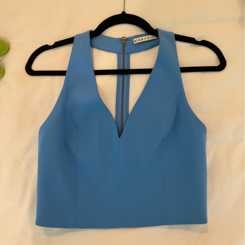 Alice and Olivia blue crop top
